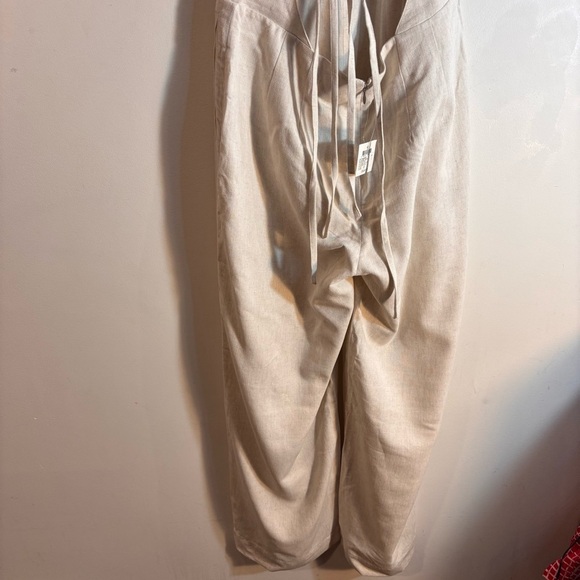 CLUB MONACO Sz 10 Open Back Jumpsuit Linen Cotton Tencel Blend Wide Leg NEW Ecru - Picture 9 of 16